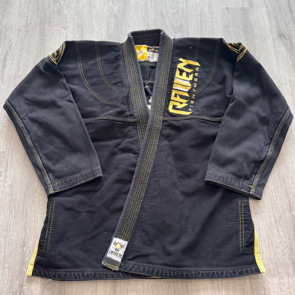 Raven Fightwear BJJ Gi Jacket Black Yellow Werewolf Sublimated Lining A2 Tall